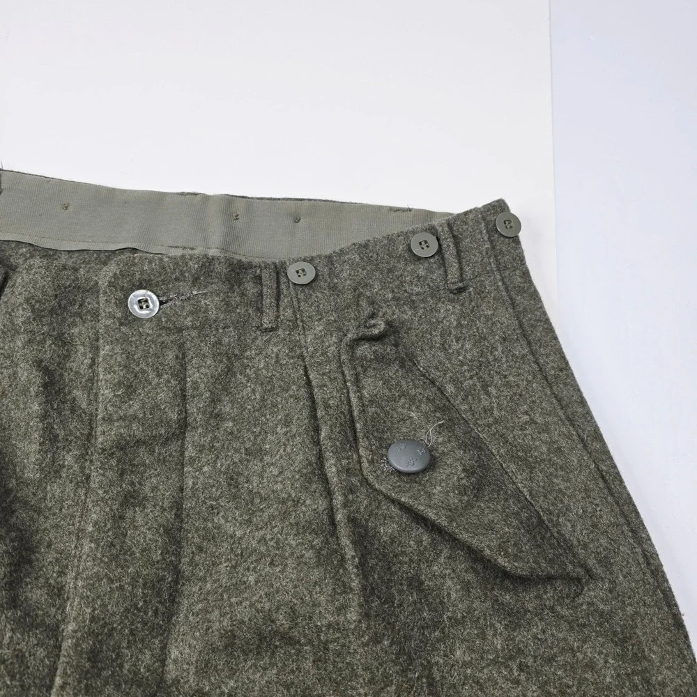 1970 Vintage Swiss Army Wool Cargo‎ Pants d 100 Military Olive Green Men Size M